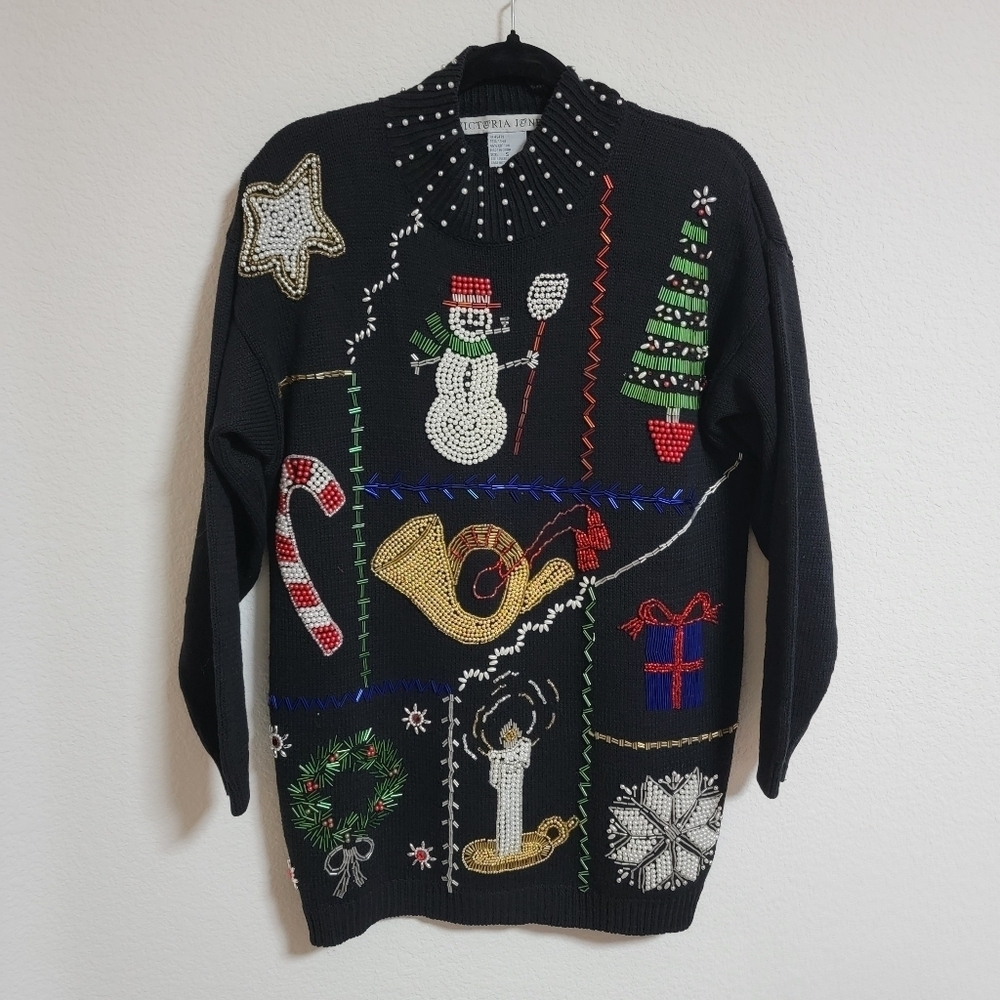 Vintage Victoria Jones Embellished Christmas Sweater